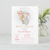 Baby Elephant Ice crème Polka Dots Baby shower Kaart (Staand voorkant)