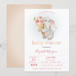 Baby Elephant Ice crème Polka Dots Baby shower Kaart