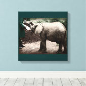Baby Elephant - Kenia Canvas Afdruk (Insitu (Houten vloer))