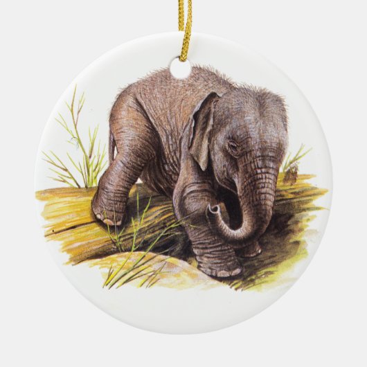 Baby Elephant Keramisch Ornament (Voorkant)