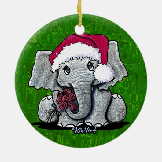 Baby Elephant-kerstversiering Keramisch Ornament (Achterkant)
