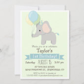 Baby Elephant Kind verjaardagsfeestje Kaart (Voorkant)