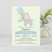 Baby Elephant Kind verjaardagsfeestje Kaart (Staand voorkant)