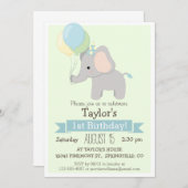 Baby Elephant Kind verjaardagsfeestje Kaart (Voorkant / Achterkant)