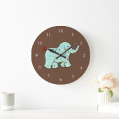 Baby Elephant Kinder Room Nursery Wall Clock Gift Grote Klok (Huis)