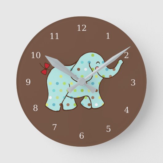 Baby Elephant Kinder Room Nursery Wall Clock Gift Ronde Klok (Voorkant)