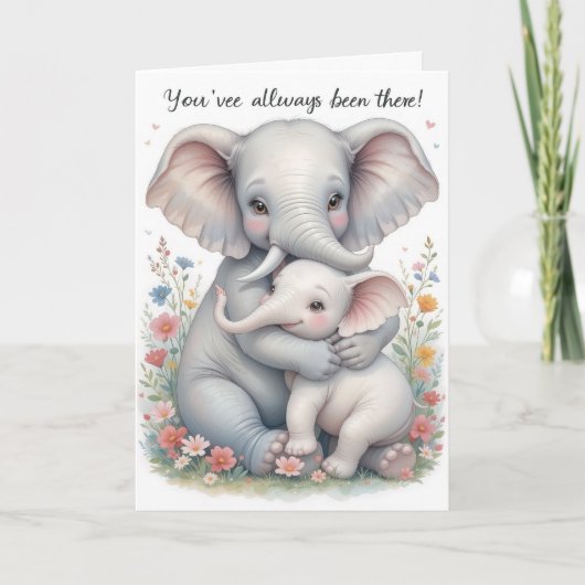 Baby Elephant Knuffel Moederdag Kaart (Voorkant)