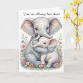 Baby Elephant Knuffel Moederdag Kaart (Gele Bloem)