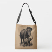 Baby Elephant  kunst Crossbody Tas (Achterkant)