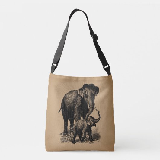Baby Elephant  kunst Crossbody Tas (Achterkant)