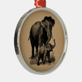 Baby Elephant  kunst Metalen Ornament (Rechts)