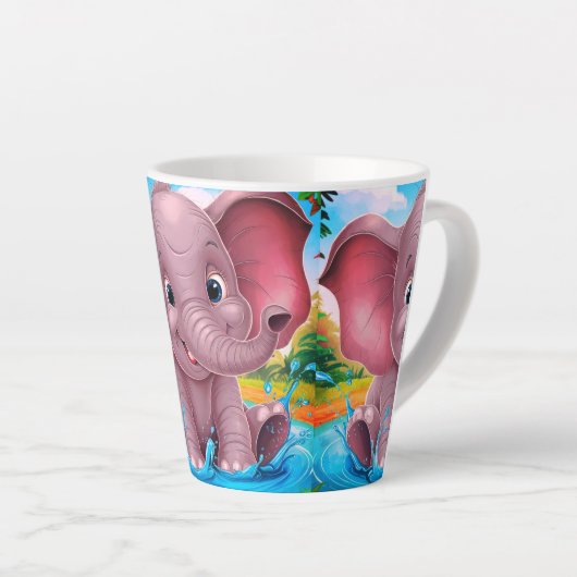 Baby Elephant Latte Coffee Mok (Rechterhoek)