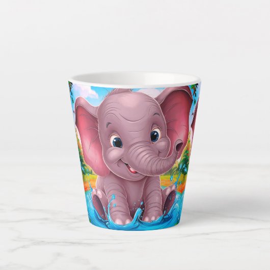 Baby Elephant Latte Coffee Mok (Voorkant)