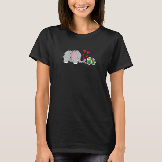Baby Elephant Love Puzzle Piece Cool Autisme Aware T-shirt (Voorkant)