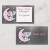 Baby Elephant luier verloting ticket Moon Star Pin Informatiekaartje (Voorkant / Achterkant)