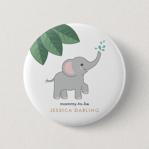 Baby Elephant mammie met knoppen voor baby shower Ronde Button 5,7 Cm