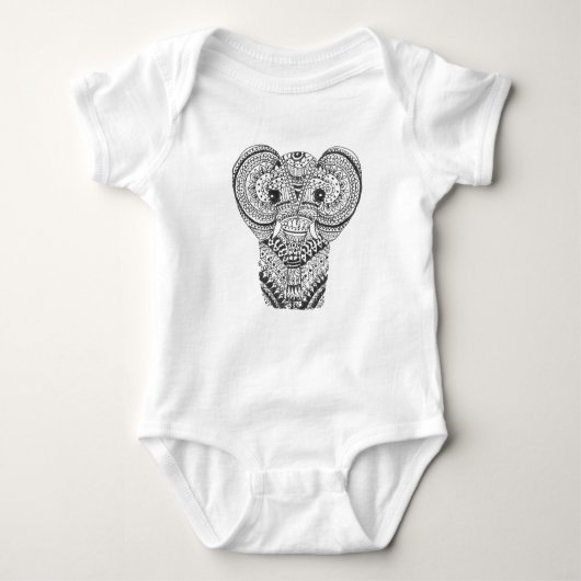 Baby Elephant Mandala Onsie Romper (Voorkant)