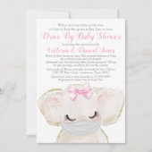 Baby Elephant met Masker Drive Door Baby shower Kaart (Voorkant)