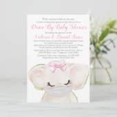 Baby Elephant met Masker Drive Door Baby shower Kaart (Staand voorkant)