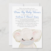 Baby Elephant met Masker Drive Door Baby shower Kaart (Voorkant)