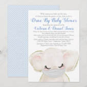 Baby Elephant met Masker Drive Door Baby shower Kaart (Voorkant / Achterkant)