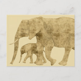 Baby Elephant met moeder Briefkaart