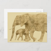 Baby Elephant met moeder Briefkaart (Voorkant / Achterkant)