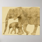 Baby Elephant met moeder Poster (Voorkant)