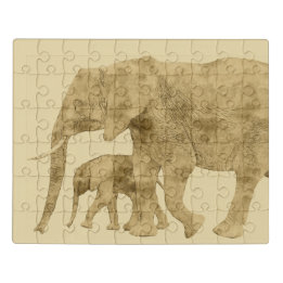 Baby Elephant met moeder Puzzel
