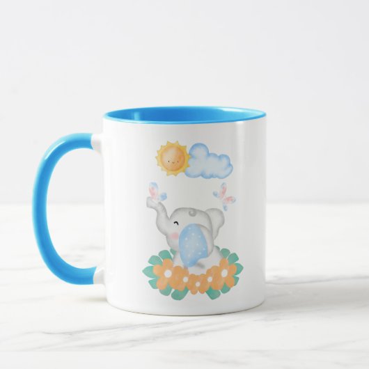Baby Elephant met oranje bloemen Mok (Links)