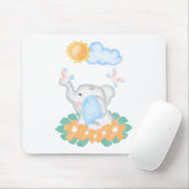 Baby Elephant met oranje bloemen Mouse Mat Muismat (Met muis)