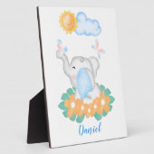 Baby Elephant met oranje bloemen Plaque Fotoplaat (Zijkant)