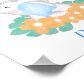 Baby Elephant met oranje bloemen poster (Hoek)