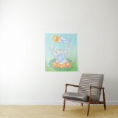 Baby Elephant met oranje bloemen Wandkleed (In situ)