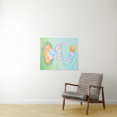 Baby Elephant met oranje bloemen Wandkleed (In Situ (horizontaal))