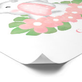 Baby Elephant met roze bloemen poster (Hoek)