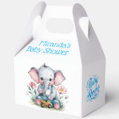 Baby Elephant met Truck Baby shower Bedankdoosjes (Voorkant)