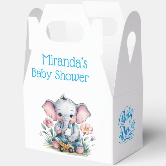 Baby Elephant met Truck Baby shower Bedankdoosjes (Open)