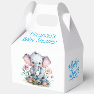 Baby Elephant met Truck Baby shower Bedankdoosjes