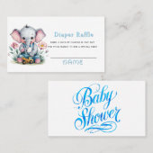 Baby Elephant met Truck Boy Luier Raffle Visitekaartje (Voorkant / Achterkant)