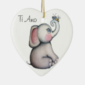 Baby Elephant met witte achtergrond bijenversierin Keramisch Ornament (Rechts)