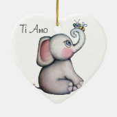 Baby Elephant met witte achtergrond bijenversierin Keramisch Ornament (Achterkant)