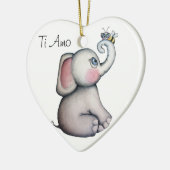 Baby Elephant met witte achtergrond bijenversierin Keramisch Ornament (Links)