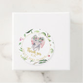 Baby Elephant Monogram Pink Floral Hartelijk dank Bedankjes Labels (In situ)