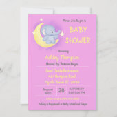 Baby Elephant Moon and Stars Baby shower Kaart (Voorkant)
