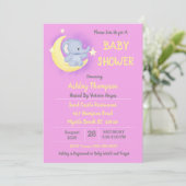 Baby Elephant Moon and Stars Baby shower Kaart (Staand voorkant)