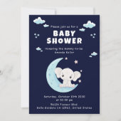 Baby Elephant Moon Baby shower Kaart (Voorkant)