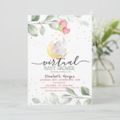 Baby Elephant Moon-ballonnen - Virtueel Baby showe Kaart (Staand voorkant)