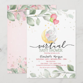 Baby Elephant Moon-ballonnen - Virtueel Baby showe Kaart