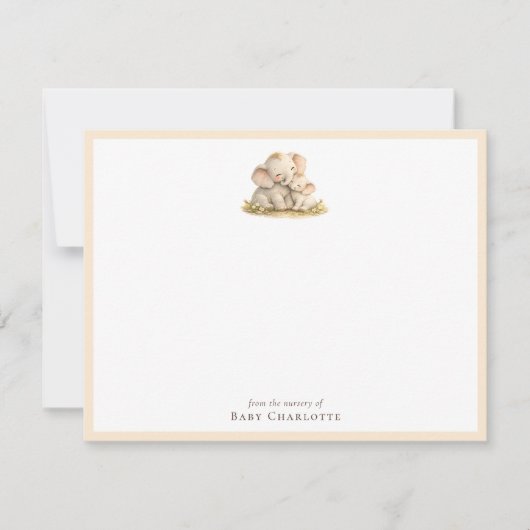 Baby Elephant Nursery Note Card – Personalized Notitiekaartje (Voorkant)